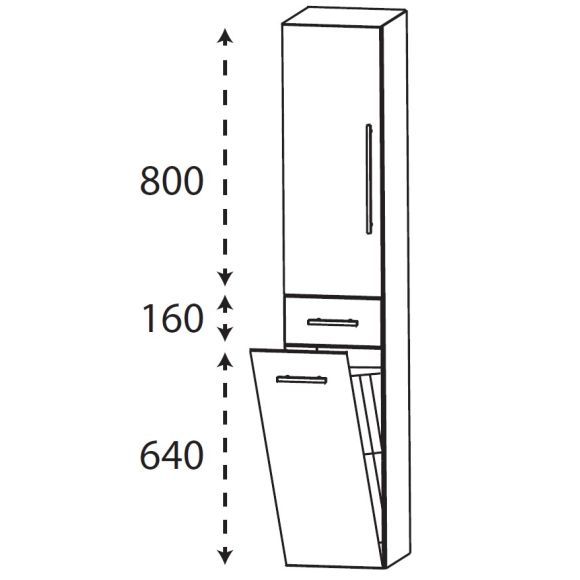 Puris Kera Plan Hochschrank mit Wäschekippe, 30 cm