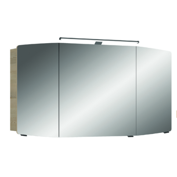 Pelipal Cassca Spiegelschrank inkl. LED-Aufsatzleuchte (schwarz), schwarze Griffe, 100 cm