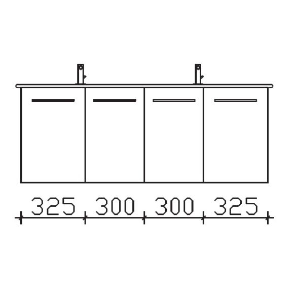 Pelipal Serie 9005 Waschtischunterschrank, 4 Drehtüren, 125 cm