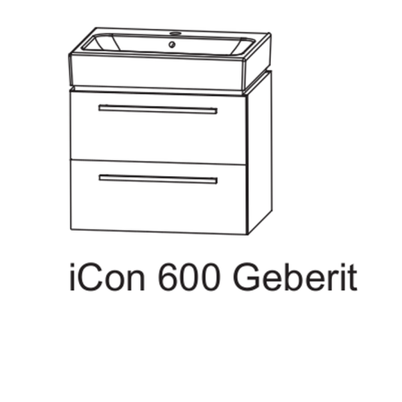 Puris Kera Plan Set Waschtisch, iCon 600 von Geberit mit Waschtichunterschrank, 60 cm