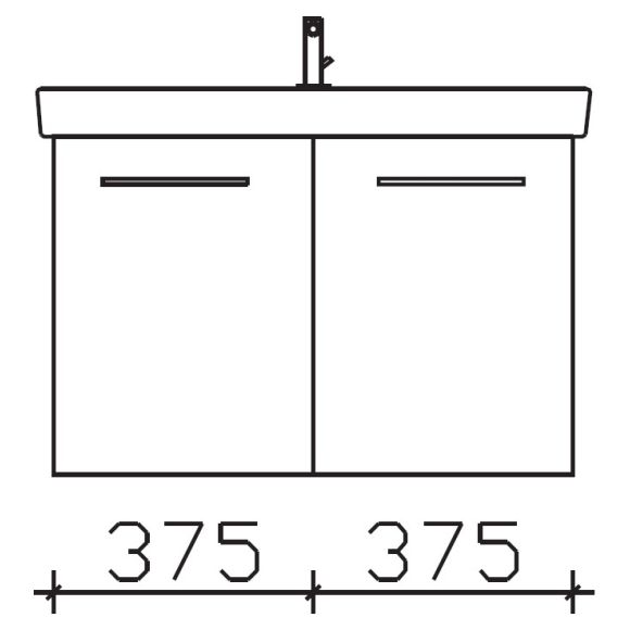 Pelipal Serie 9005 Villeroy & Boch Subway 2.0-SET, Waschtisch mit Unterschrank, 80 cm