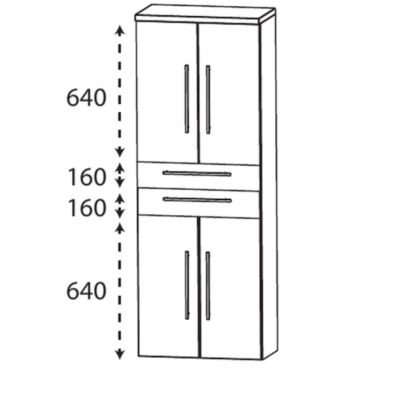 Puris Beimöbel Hochschrank mit 2 Schubkästen, 60 cm