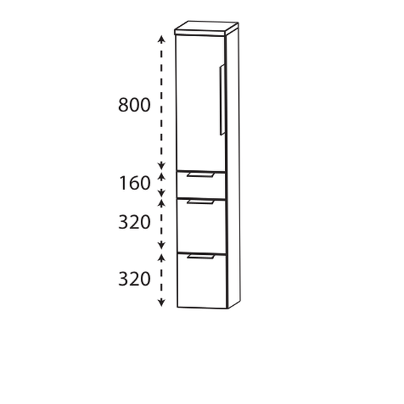 Puris Beimöbel Hochschrank mit einer Drehtür, 30 cm