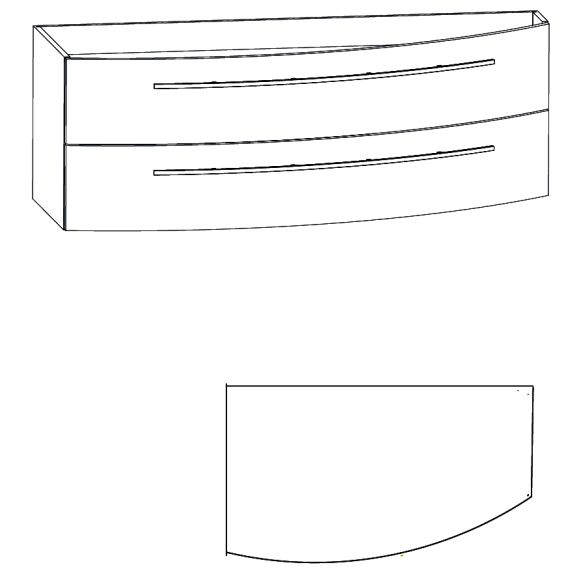 Puris Crescendo Waschtischunterschrank, Verjüngung rechts, 140 cm