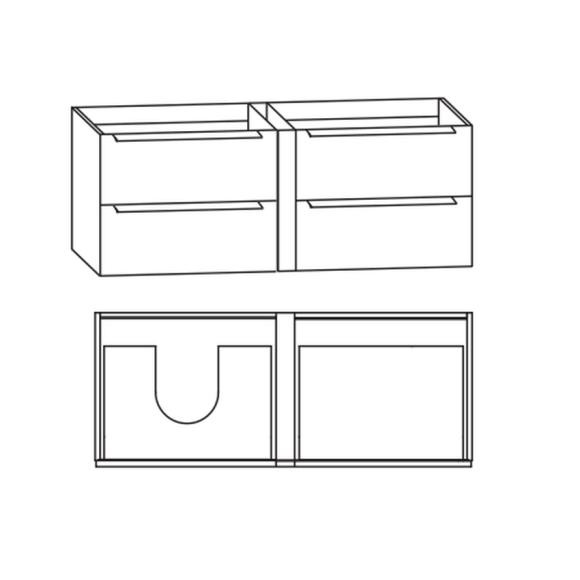 Puris Modern Life Waschtischunterschrank für Einzelwaschtisch-Lösung, Ablage rechts, 126 cm 