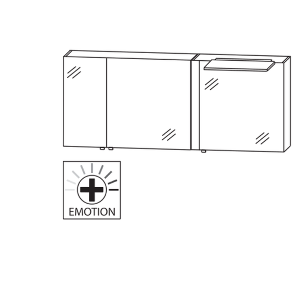 Puris Modern Life Spiegelschrank, Dekorstreifen links, Anbauelement links, 156 cm breit  