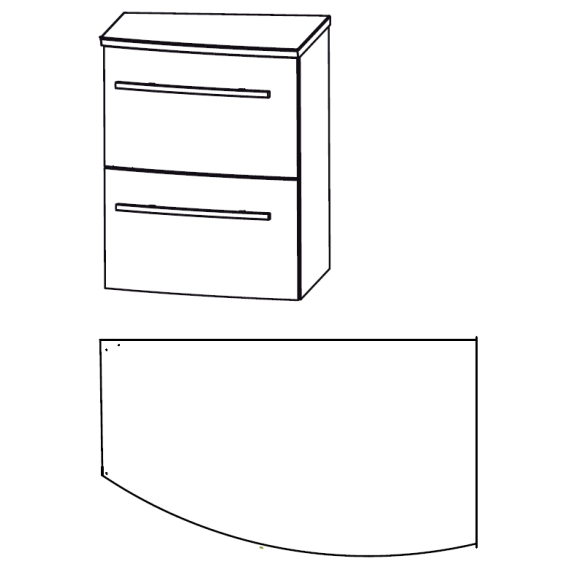 Puris Crescendo Unterschrank, 2 Auszüge, Optiwhite Glas-Ablageplatte,  40 cm