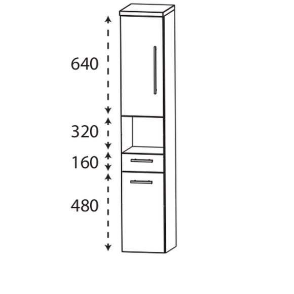 Puris Beimöbel Hochschrank mit offenem Fach, 1 Tür, 30 cm