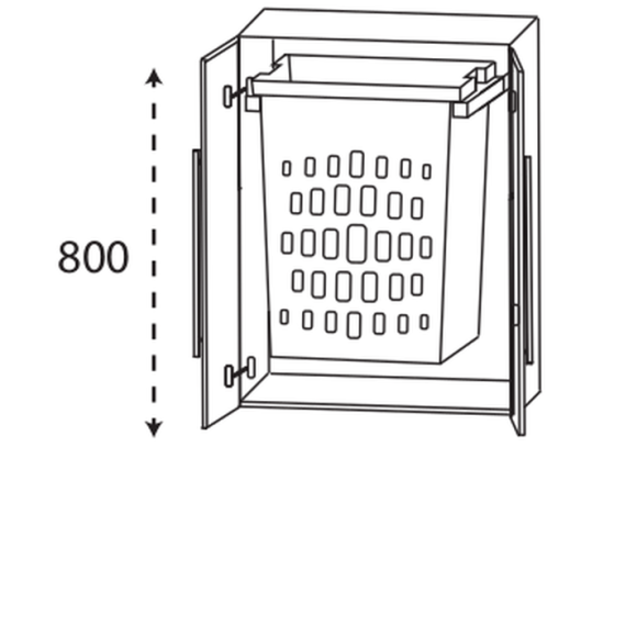 Puris Kera Plan Highboard mit Griffleisten, Wäscheauszug, 60 cm