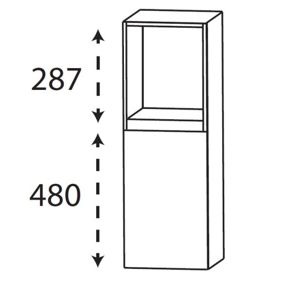 Puris Kera Plan Highboard, Grifflos, 30 cm