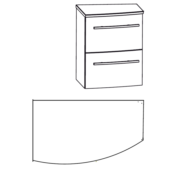 Puris Crescendo Unterschrank mit Optiwhite Glas-Ablageplatte, 40 cm