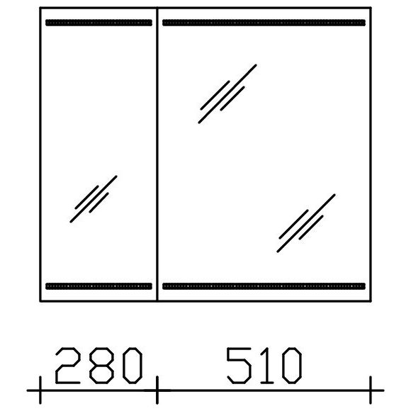 Pelipal PCON Spiegelschrank mit LED im Spiegel, 2 asym. Spiegeltüren, H70, T14 B79 cm