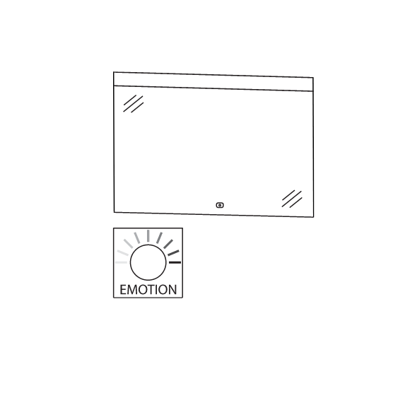 Puris New Xpression Flächenspiegel, LED-Beleuchtung oben, 120 cm