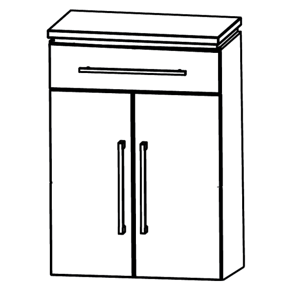 Puris Cool line Highboard mit einem Schubkasten und zwei Drehtüren, 60 cm