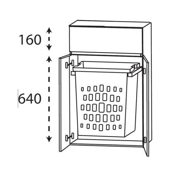 Puris Kera Plan Highboard mit Wäschekippe, Grifflos, 60 cm