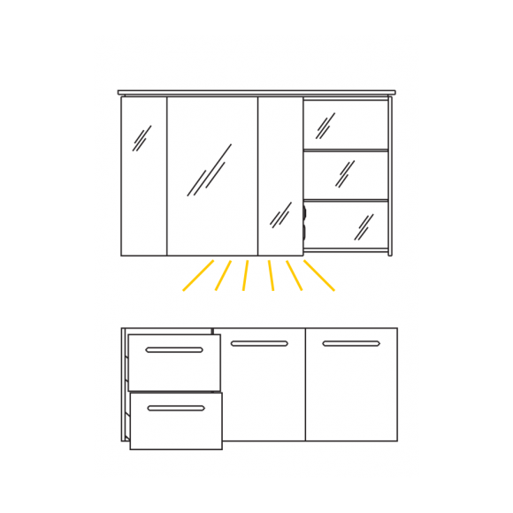 Puris Zubehör LED-Waschtischbeleuchtung für Spiegelschrank (3,9 Watt),  86 cm breit