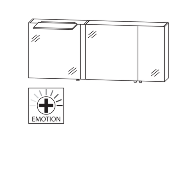 Puris Modern Life Spiegelschrank, Dekorstreifen rechts , Anbauelement rechts, 156 cm breit