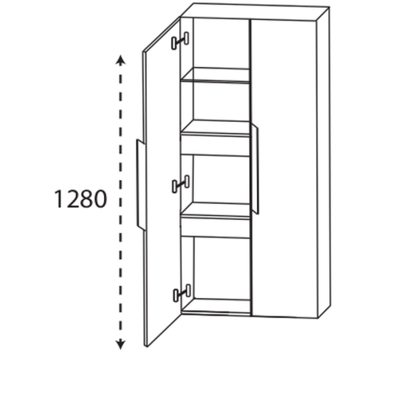 Puris Kera Plan Mittelschrank mit Innenschubkäste mit Griffleisten, 60 cm