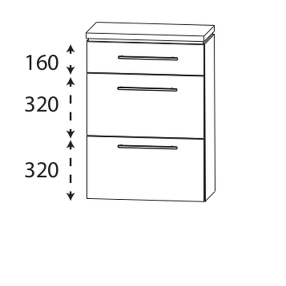 Puris Cool line Highboard mit drei Auszügen, 60 cm