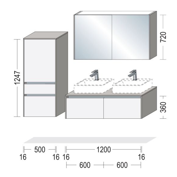 Nobilia LINE-N Badmöbel-Set, 120 cm