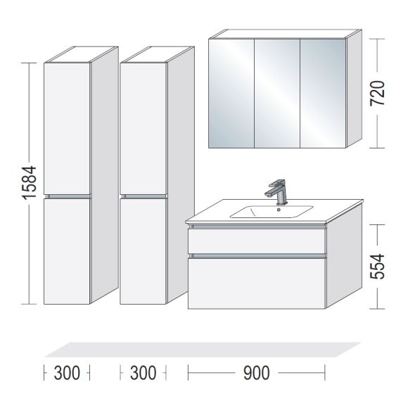 Nobilia LINE-N Badmöbel-Set, 90 cm