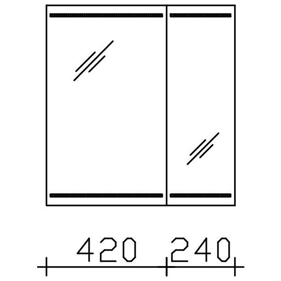 Pelipal PCON Spiegelschrank mit LED im Spiegel, 2 asym. Spiegeltüren, H70, T14 B66 cm