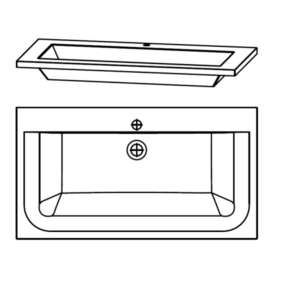 Glaswaschtisch, Optiwhite, 90 cm