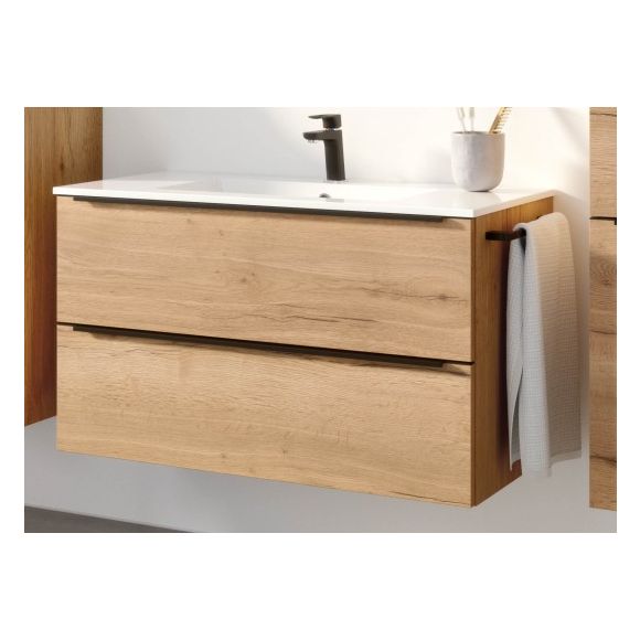 Nobilia Schnell-Lieferprogramm  Waschtisch mit Unterschrank, Eiche Sierra, 100 cm