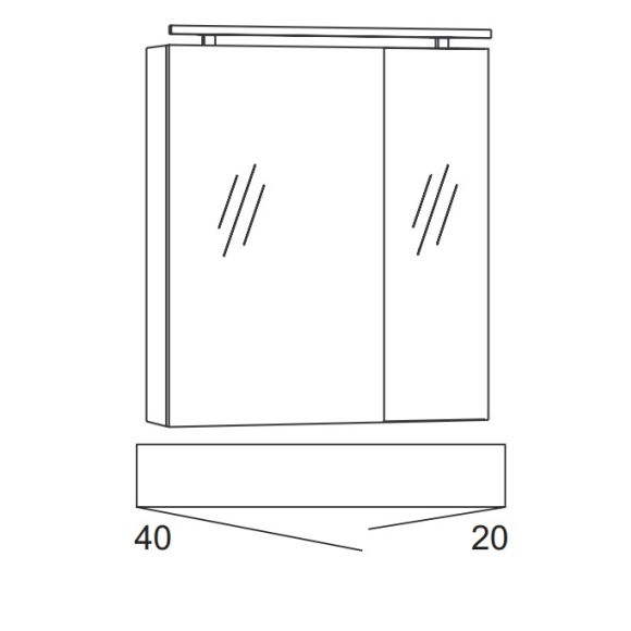 Marlin 3040city Spiegelschrank, mit Dämpfung, inkl. LED-Beleuchtung RL60 5,6W, 60 cm