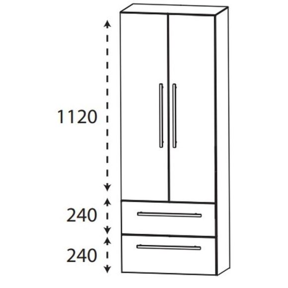 Puris Beimöbel Hochschrank mit 2 Drehtüren und 2 Auszügen, 60 cm