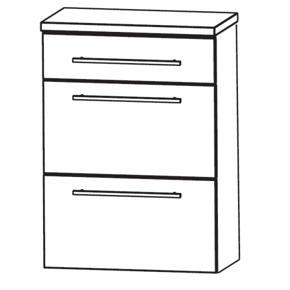 Puris Beimöbel Highboard mit zwei Auszügen und einem Schubkasten, 60 cm