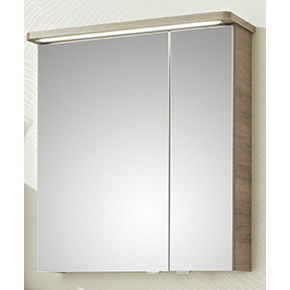 Pelipal Pineo Spiegelschrank mit Flächenleuchte im Kranz, Steckdose außen, 70 cm