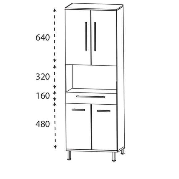 Puris Quada Hochschrank mit offenem Fach, 60 cm