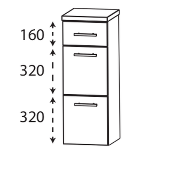 Puris Beimöbel Highboard mit zwei Auszügen und einem Schubkasten, 40 cm