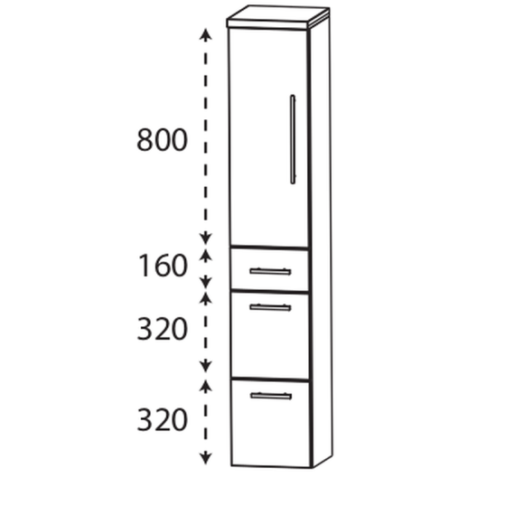 Puris Beimöbel Hochschrank mit einer Drehtür, 40 cm