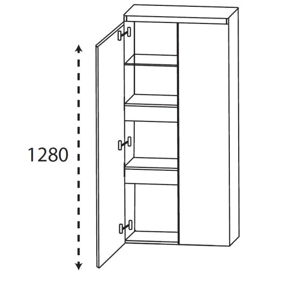 Puris Kera Plan Mittelschrank mit Innenschubkaste, Grifflos, 60 cm