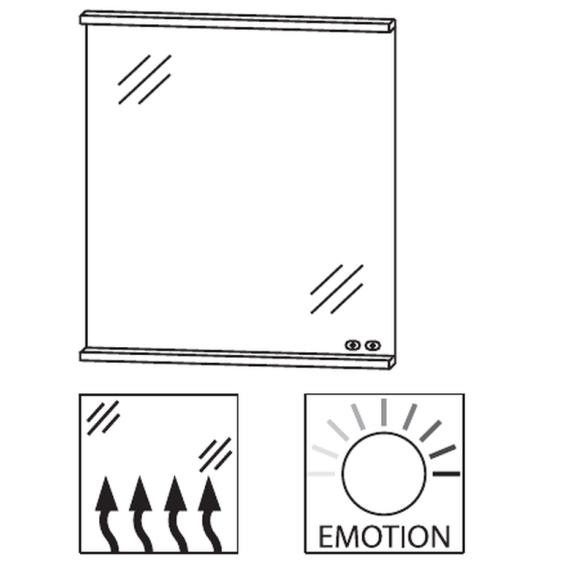 Puris Beimöbel Flächenspiegel mit Spiegelheizung, 60 cm
