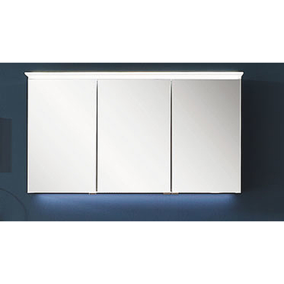 Puris Kao line Spiegelschrank mit LED-Flächenleuchte, 3 Türen auf Trägerplatte, 120 cm