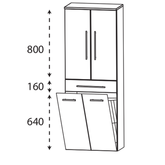 Puris Speed Hochschrank mit Wäschekippe und zwei Drehtüren, 60 cm