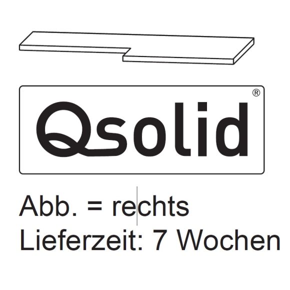 Puris Kera Plan Waschtischplatte Qsolid für Waschmaschinenumbauschrank, links, 140 cm