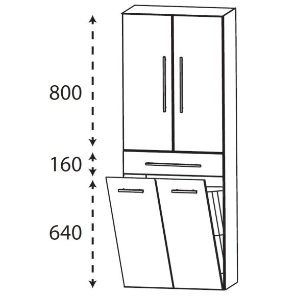 Puris Kera Plan Hochschrank mit Wäschekippe, 60 cm