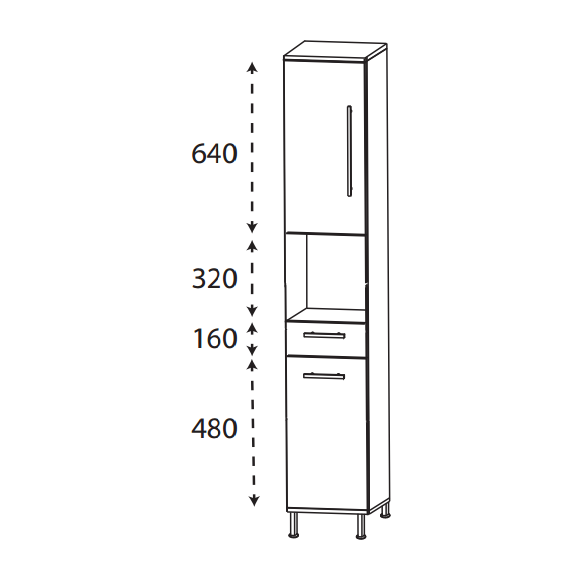 Puris Beimöbel Hochschrank mit offenem Fach, 40 cm