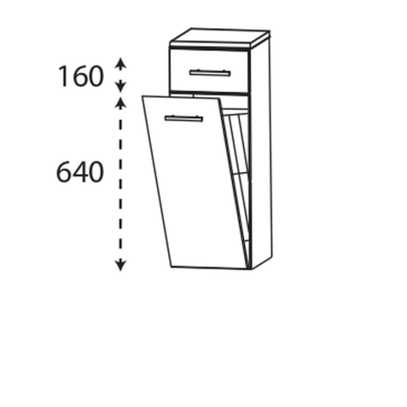 Puris Rounds Highboard mit Wäschekippe und einem Schubkasten, 30 cm