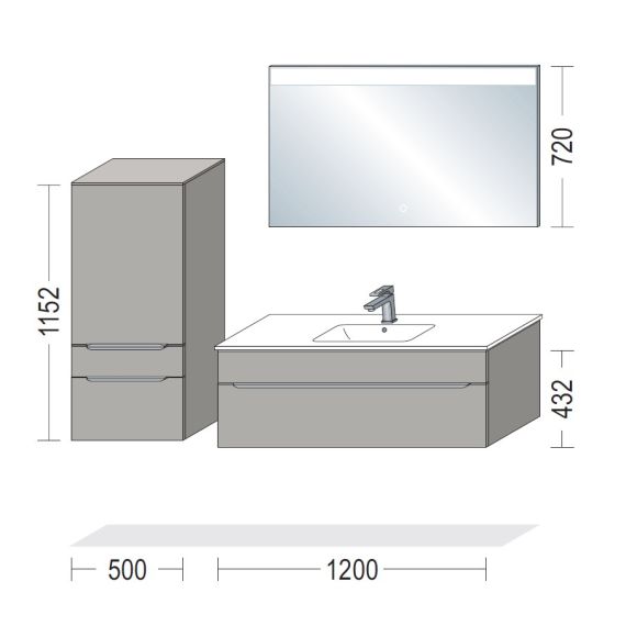 Nobilia LINE-N Badmöbel-Set, 120 cm