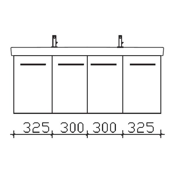 Pelipal Serie 9005 Villeroy & Boch Subway 2.0-SET, Waschtisch mit Unterschrank, 130 cm