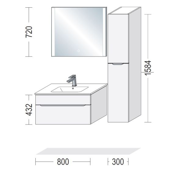 Nobilia LINE-N Badmöbel-Set, 80 cm