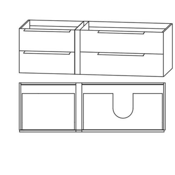 Puris Modern Life Waschtischunterschrank, Ablage links, 156 cm