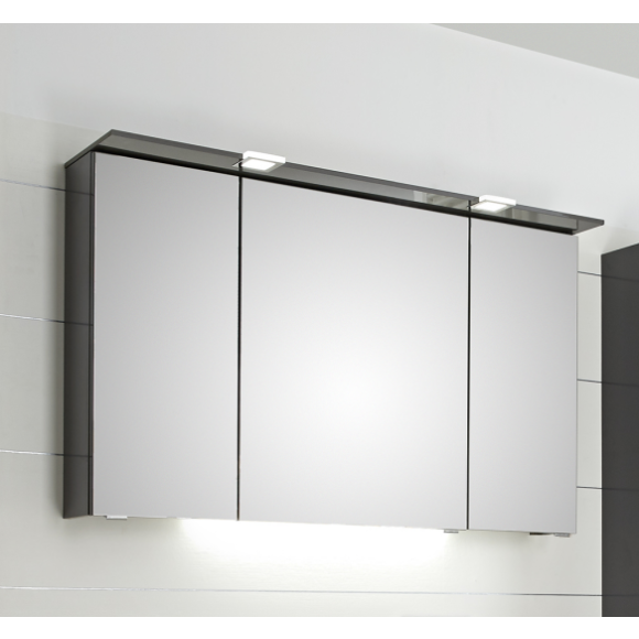 Pelipal Serie 6025 Spiegelschrank incl. LED-Spots im Kranz, Schalter/ Steckdose außen, 130 cm