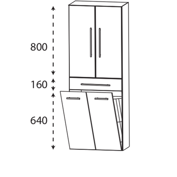 Puris Beimöbel Hochschrank mit Wäschekippe, 60 cm