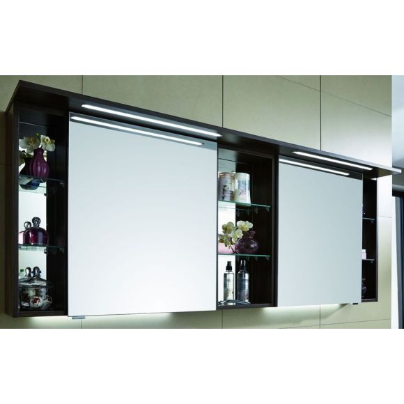 Puris Linea Spiegelschrank mit LED-Streifen im Kranz, 3 verspiegelte Regale, 170 cm